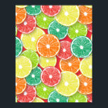 Affiche Pièces de fruits d'agrumes pop art 2<br><div class="desc">Motif vectoriel dessiné à la main avec différentes tranches d'agrumes</div>