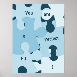 Affiche Pièces de Puzzle Amusant Texte Motivationnel Perso