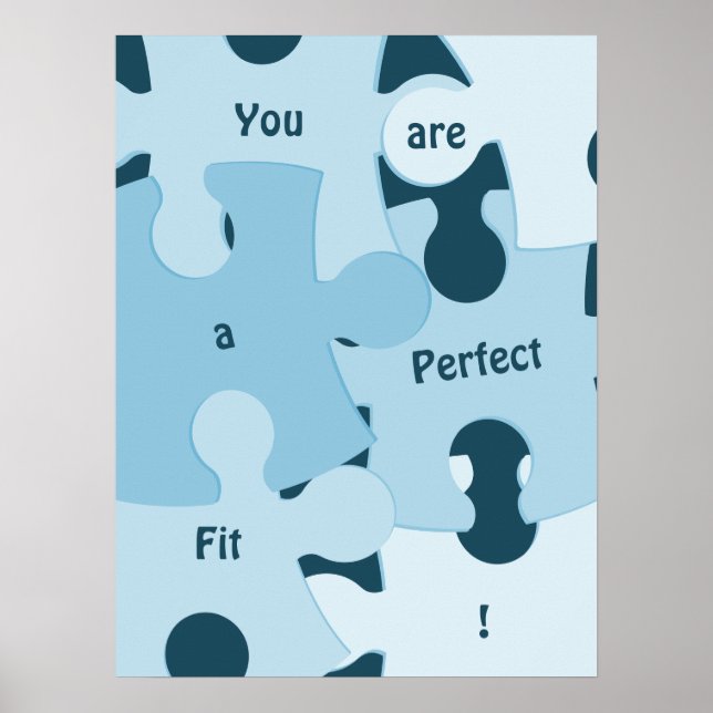 Affiche Pièces de Puzzle Amusant Texte Motivationnel Perso (Devant)