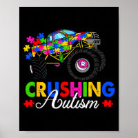 Pièces de puzzle de monster truck écrasant l'autis
