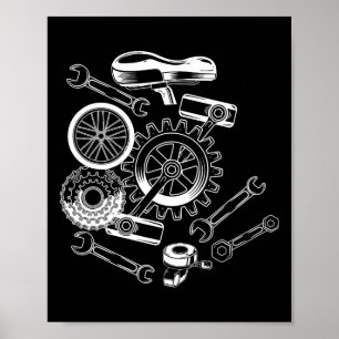 Affiche Pièces de vélo cyclisme cycliste motard cycliste M