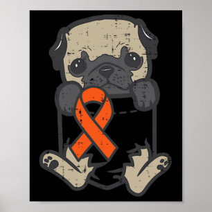 Affiche Pieds carlin Orange Ruban Poche Leucémie Cancer Aw
