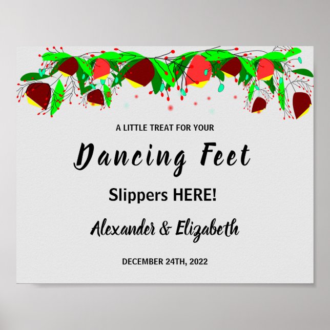 Affiche Pieds de danse tongs | Panneau Mariage de fleurs (Devant)