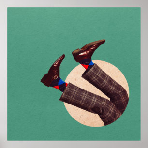 Affiche Pieds mâles empilés en rond sur pastel géométrique