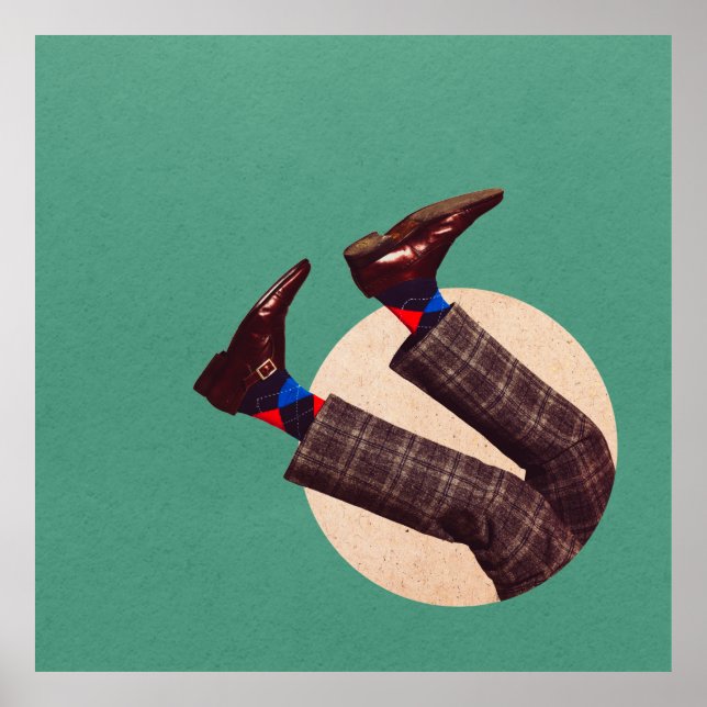 Affiche Pieds mâles empilés en rond sur pastel géométrique (Devant)