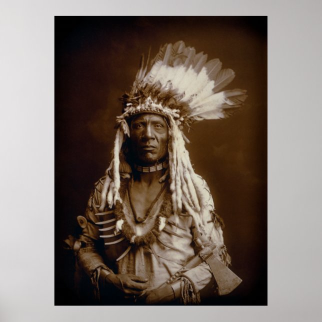 AFFICHE PIEGAN BLACKFEET MAN WEASEL TAIL 1900 (Devant)