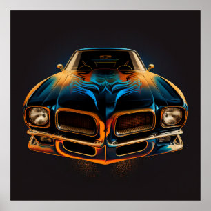 Affiche Piège à feu Pontiac classique en silhouette avec/n