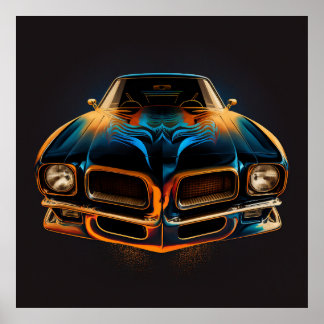 Affiche Piège à feu Pontiac classique en silhouette avec/n