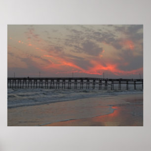 Affiche Pier and Sunset - Oak Island, NC