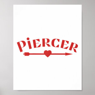Affiche Piercer Flèche Coeur professionnel Piercing Shop R