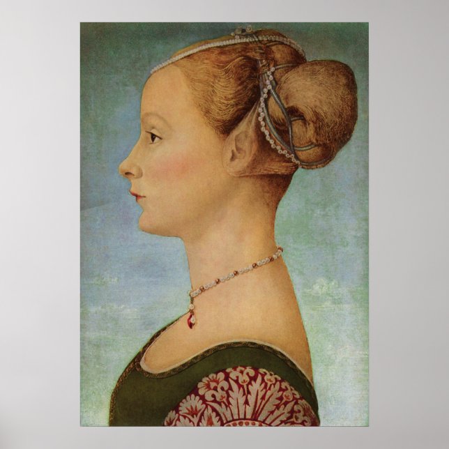 Affiche Piero del Pollaiuolo, Portrait d'une jeune femme (Devant)