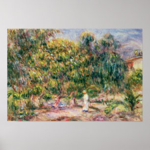 Affiche Pierre A Renoir   Femme dans le jardin des Colette
