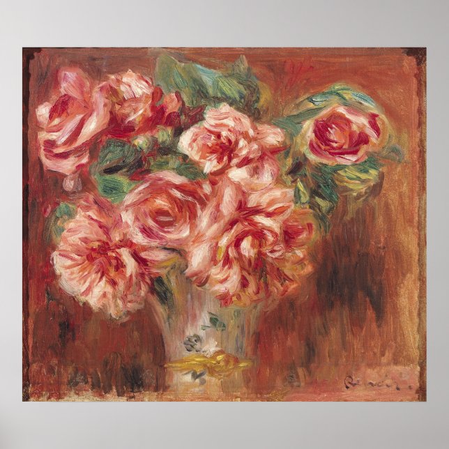 Affiche Pierre A Renoir | Roses dans un vase (Devant)