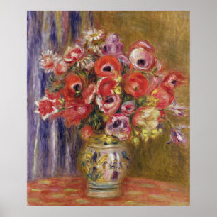 Affiche Pierre A Renoir   Vase de tulipes et d'anémones