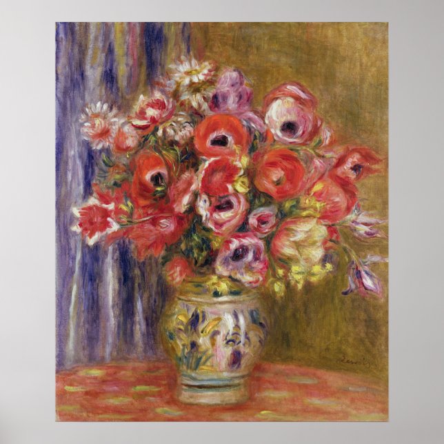 Affiche Pierre A Renoir | Vase de tulipes et d'anémones (Devant)