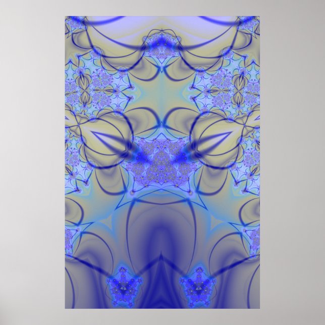 Affiche Pierre | Art fractal violet et jaune (Devant)