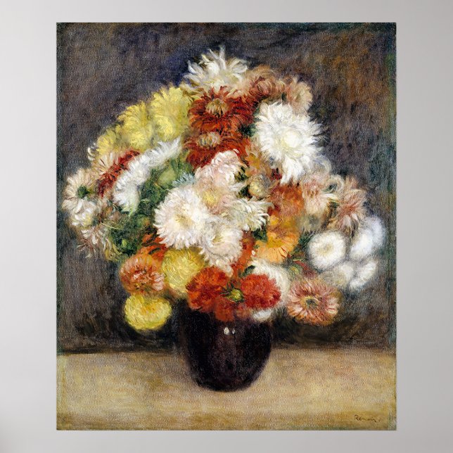 Affiche Pierre-Auguste Renoir Bouquet de Chrysanthèmes  (Devant)