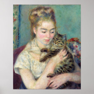 Affiche Pierre-Auguste Renoir - Femme au chat