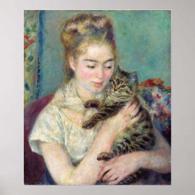 Affiche Pierre-Auguste Renoir - Femme avec chat (Devant)