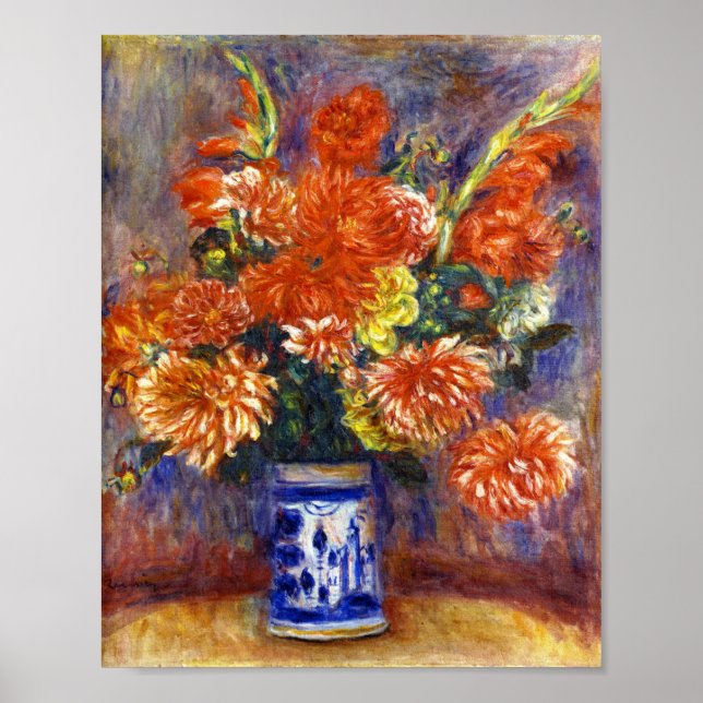 Affiche Pierre Auguste Renoir Gladiolas et Dahlias (Devant)