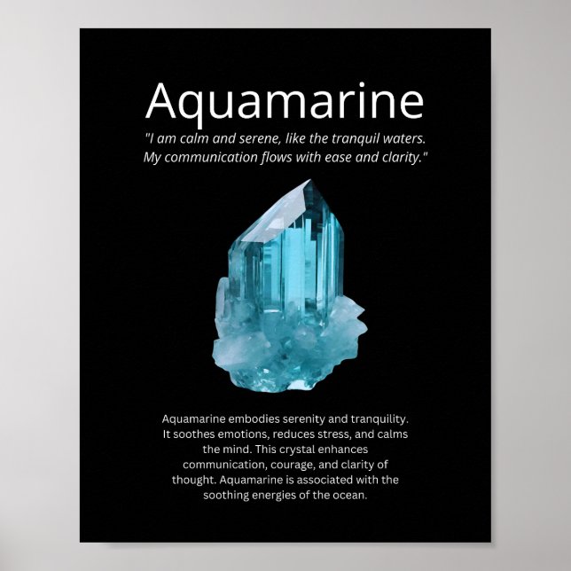 Affiche Pierre cristalline Aquamarine Signifie (Devant)