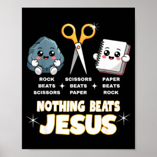 Affiche Pierre Feuille Ciseaux Mais Rien Ne Bat Jésus Drôl