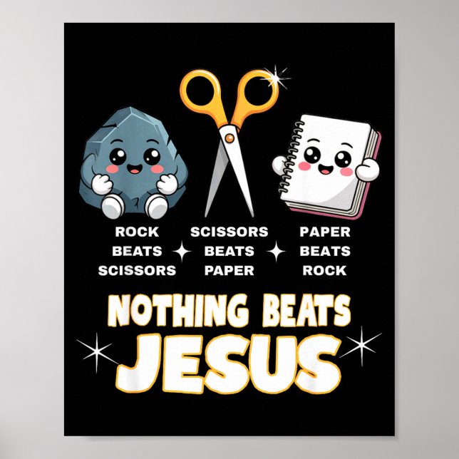 Affiche Pierre Feuille Ciseaux Mais Rien Ne Bat Jésus Drôl (Devant)