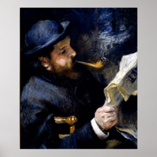Affiche Pierre Renoir - Claude Monet lisant un journal