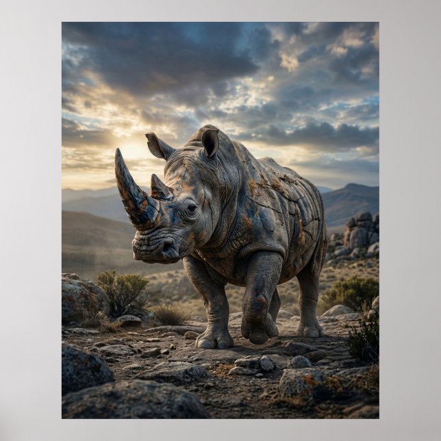 Affiche Pierre Rhinocéros Plaines Rugueuses (Devant)