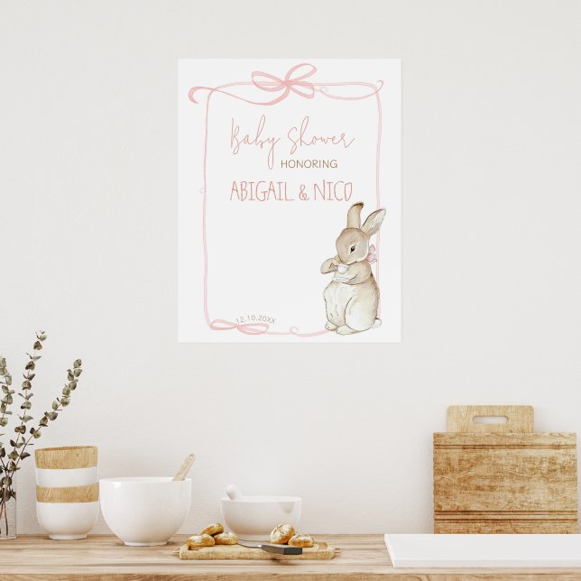 Affiche Pierre rose le lapin Beatrix Baby shower Bienvenue (Cuisine)