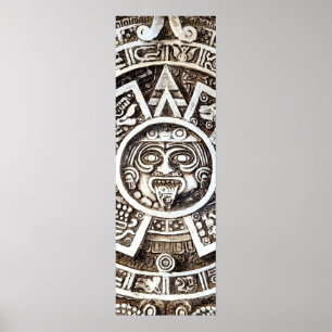 Affiche Pierre sculptée Mayan Aztec MesoAmerican Sun Calen
