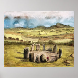 Affiche Pierres antiques, Irlande, couleur pour aquarelle,