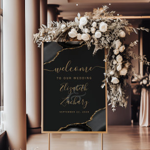 Affiche Pierres d'Agate Or Noire 20x28 Bienvenue Mariage
