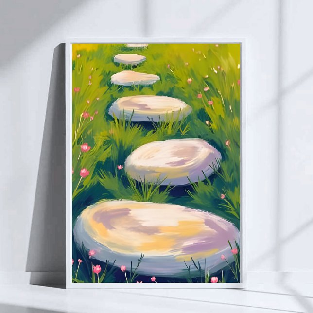 Affiche Pierres de jardin en peinture aquarelle (Créateur téléchargé)