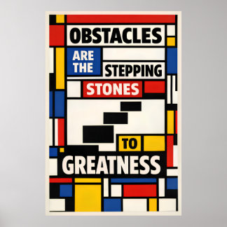 Affiche Pierres de passage Obstacles Mondrian Typographie