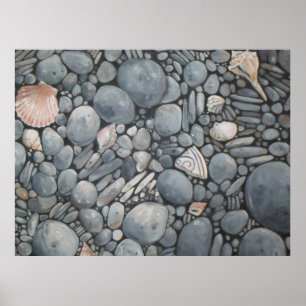 Affiche Pierres de plage Coquillages Galets Roches Peintur