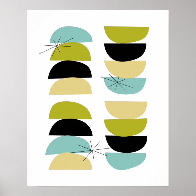 Affiche Pierres empilantes Aqua bleu jaune vert noir (Devant)