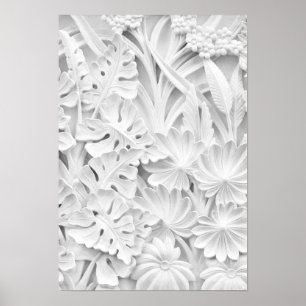 Affiche Pierres en motif feuille et fleur