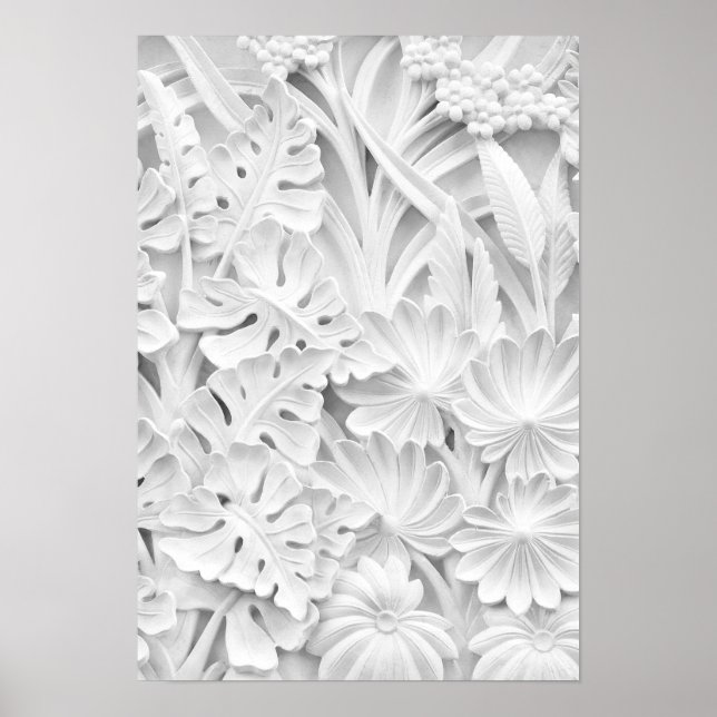 Affiche Pierres en motif feuille et fleur (Devant)