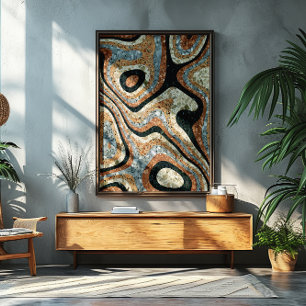 Affiche Pierres Naturelles de Quartz Abstrait Vintage
