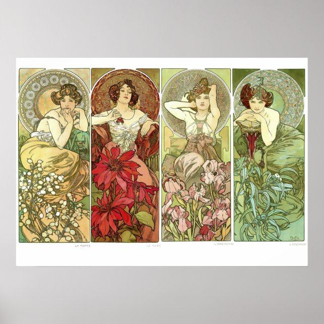 Affiche Pierres précieuses Art Nouveau par Alphonse Mucha (Devant)