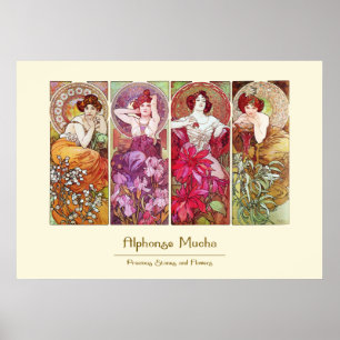 Affiche Pierres précieuses et fleurs, Alphonse Mucha