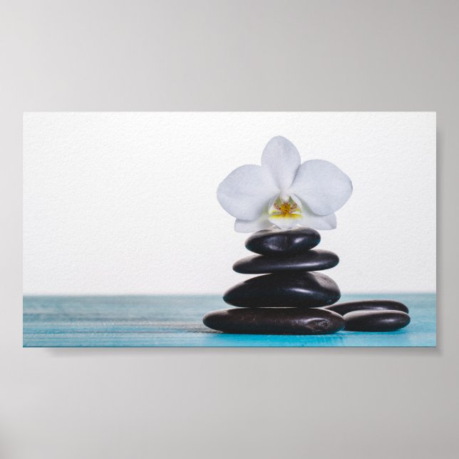 Affiche Pierres Zen Orchidée Blanche (Devant)