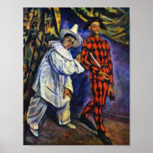 Affiche Pierrot and Harlequin by Paul Cezanne