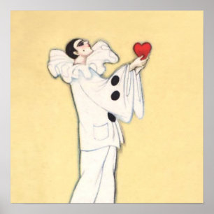 Affiche Pierrot au cœur rouge de Sophia Chiostri