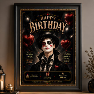 Affiche Pierrot Élégant Noir et Blanc