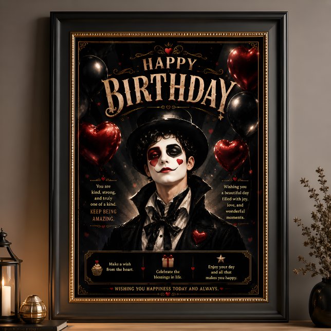Affiche Pierrot Élégant Noir et Blanc (Créateur téléchargé)