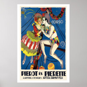 Affiche Pierrot et Pierrette Drame muet 1924 Vintage