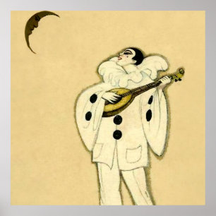 Affiche Pierrot Sérénade un Croissant de Lune par Sophia C