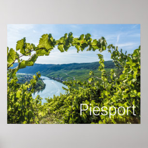 Affiche Piesport Moselle Raisins Vins Vintages Souvenir